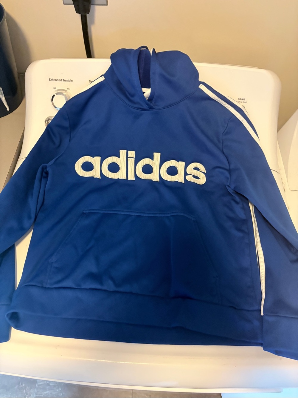 adidas Royal Blue Hoodie with White Logo Tag